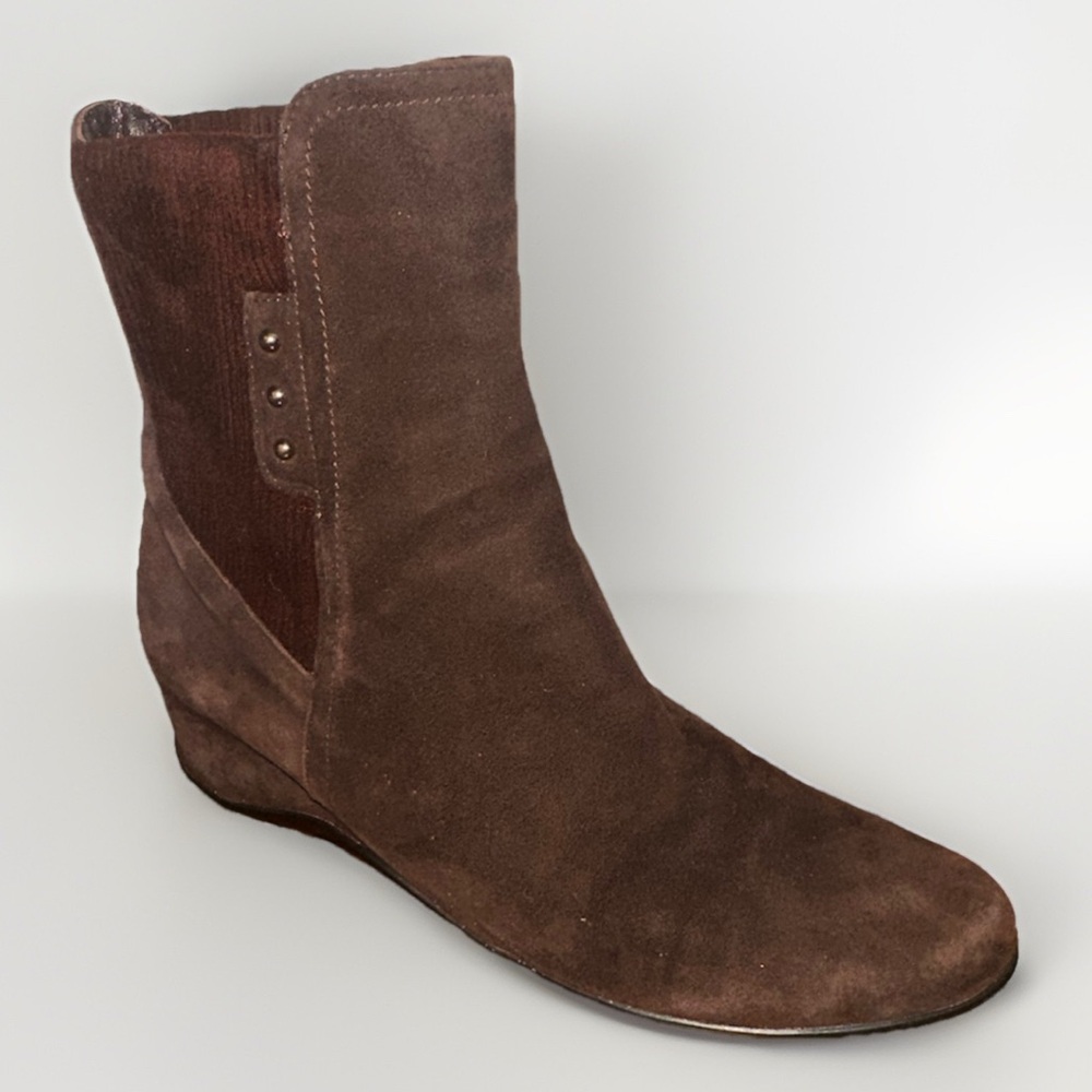 Aquatalia By Marvin K. Women’s Suede Boots Z26124* Versus Wedge Ankle Brown SZ 9
